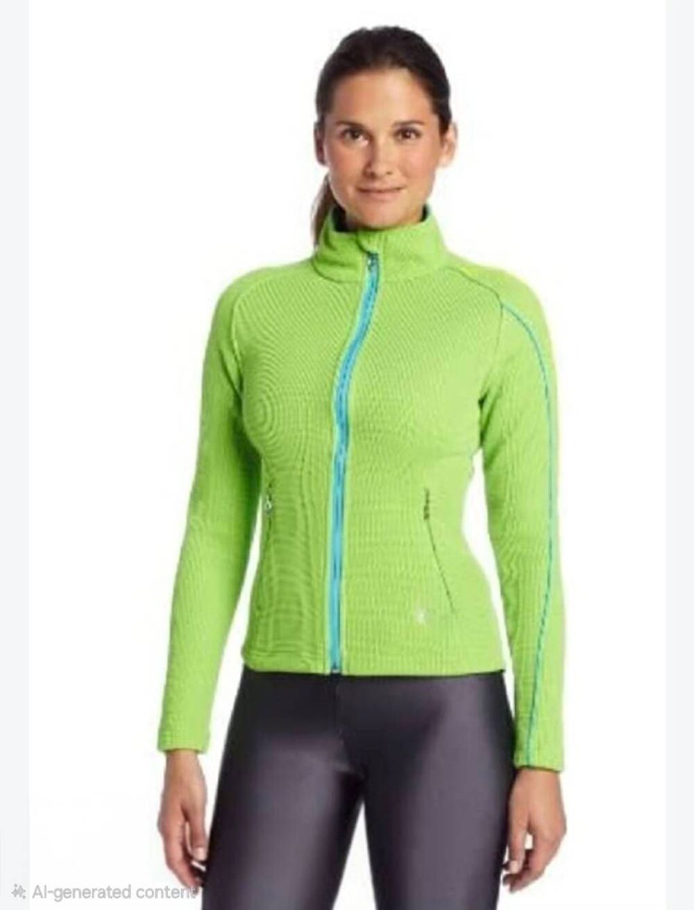 Spyder Women's Mid-Weight Full-Zip Core Sweater Jacket - Lime Green / Blue, Size